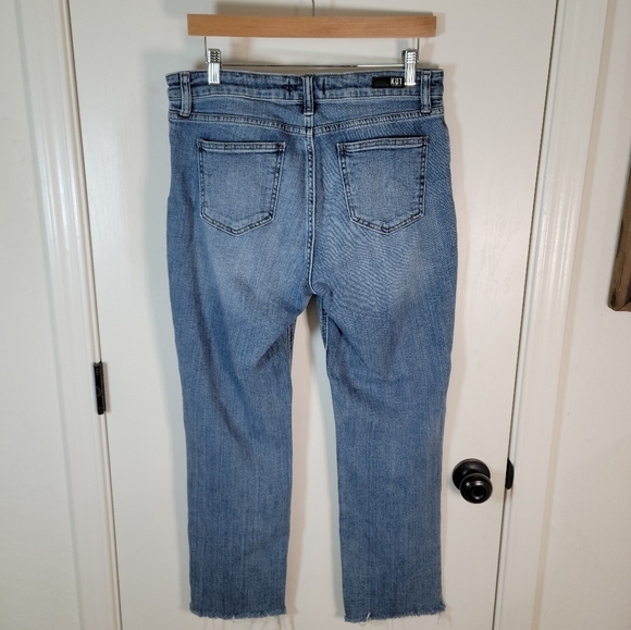 Kut From The Kloth Fab Ab High Rise Ankle Straight Jeans Size 10 Distressed Hem - Picture 6 of 9